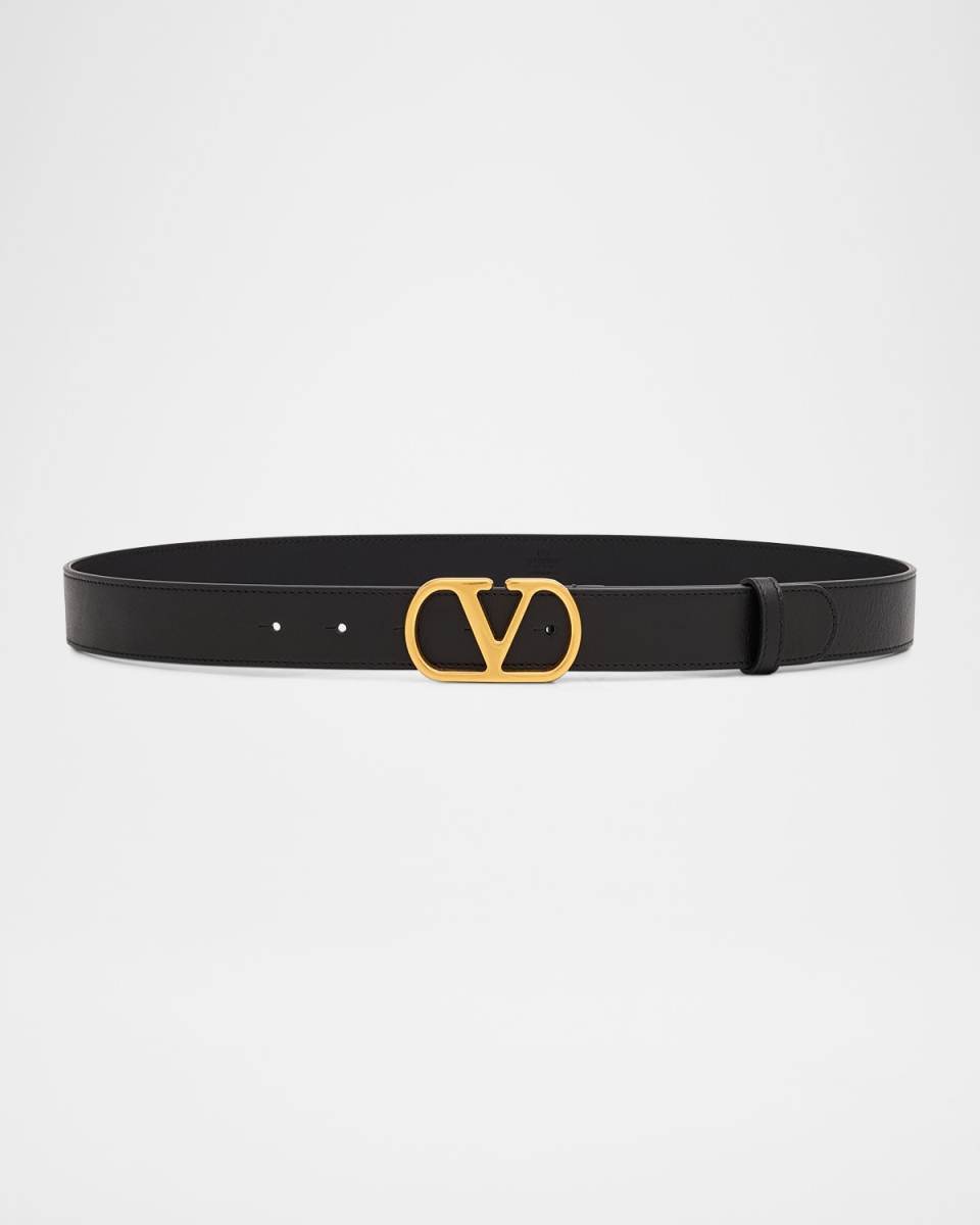 VLogo Signature Calfskin Leather Belt, 30